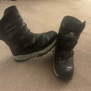 HOBIBEAR Kids Winter Snow Boots Waterproof Faux Fur Lined Size 2 EUC Black
